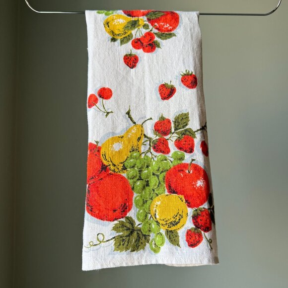 Pure Linen Vintage Kitchen Dishcloth Hand Towel Mixed Fruits - Picture 8 of 15
